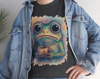 Overstimmed Frog Watercolor T-Shirt – Neurospicy Animal Lover Tee