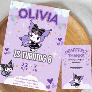 Kitty and Friends-uitnodiging voor feest, digitale bewerkbare kawaii kat uitnodigingssjabloon, digitale bewerkbare canva-bestandssjabloon, instant download