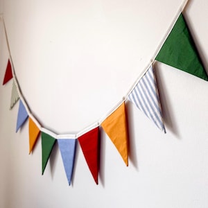 Handmade Fabric Bunting – Fully Lined Cotton Triangle Garland | Nursery Wall Decor, Kids Room Banner, Birthday Party & Classroom Decoration