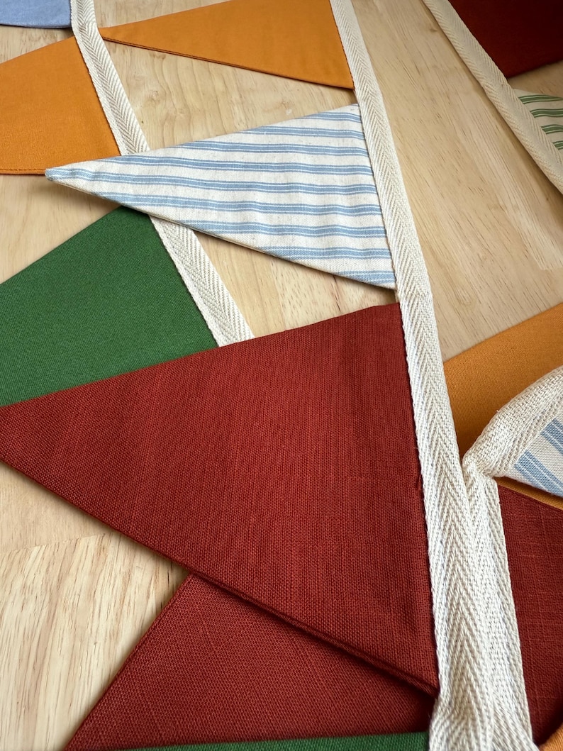 Handmade Fabric Bunting – Fully Lined Cotton Triangle Garland | Nursery Wall Decor, Kids Room Banner, Birthday Party & Classroom Decoration image 10