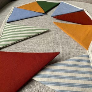 Handmade Fabric Bunting – Fully Lined Cotton Triangle Garland | Nursery Wall Decor, Kids Room Banner, Birthday Party & Classroom Decoration image 13