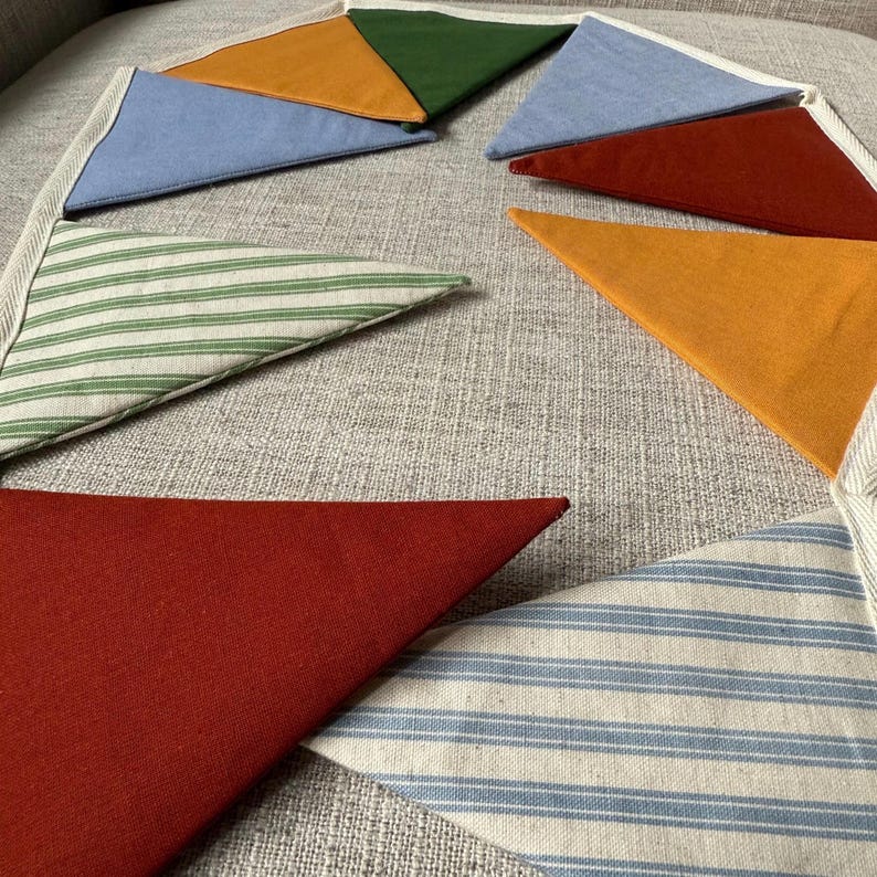 Handmade Fabric Bunting – Fully Lined Cotton Triangle Garland | Nursery Wall Decor, Kids Room Banner, Birthday Party & Classroom Decoration image 13