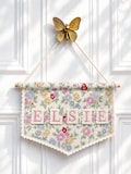 Personalised Floral Fabric Name Sign \u2013 Embroidered Kids Room Door Banner product logo