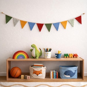 Handmade Fabric Bunting – Fully Lined Cotton Triangle Garland | Nursery Wall Decor, Kids Room Banner, Birthday Party & Classroom Decoration image 7