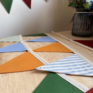 Handmade Fabric Bunting – Fully Lined Cotton Triangle Garland | Nursery Wall Decor, Kids Room Banner, Birthday Party & Classroom Decoration image 12