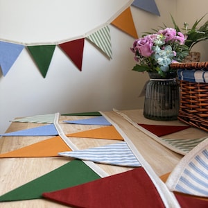 Handmade Fabric Bunting – Fully Lined Cotton Triangle Garland | Nursery Wall Decor, Kids Room Banner, Birthday Party & Classroom Decoration image 8