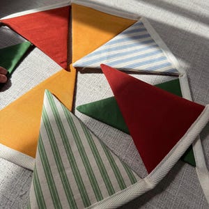 Handmade Fabric Bunting – Fully Lined Cotton Triangle Garland | Nursery Wall Decor, Kids Room Banner, Birthday Party & Classroom Decoration image 11