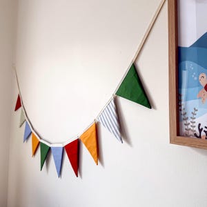 Handmade Fabric Bunting – Fully Lined Cotton Triangle Garland | Nursery Wall Decor, Kids Room Banner, Birthday Party & Classroom Decoration image 2