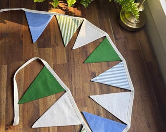 Handmade Fabric Bunting – Fully Lined Cotton Triangle Garland | Nursery Wall Decor, Kids Room Banner, Birthday Party & Classroom Decoration