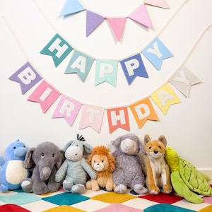 Heirloom Fabric Pastel Rainbow Happy Birthday Banner – Custom Birthday Garland