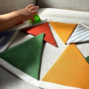 Handmade Fabric Bunting – Fully Lined Cotton Triangle Garland | Nursery Wall Decor, Kids Room Banner, Birthday Party & Classroom Decoration image 9