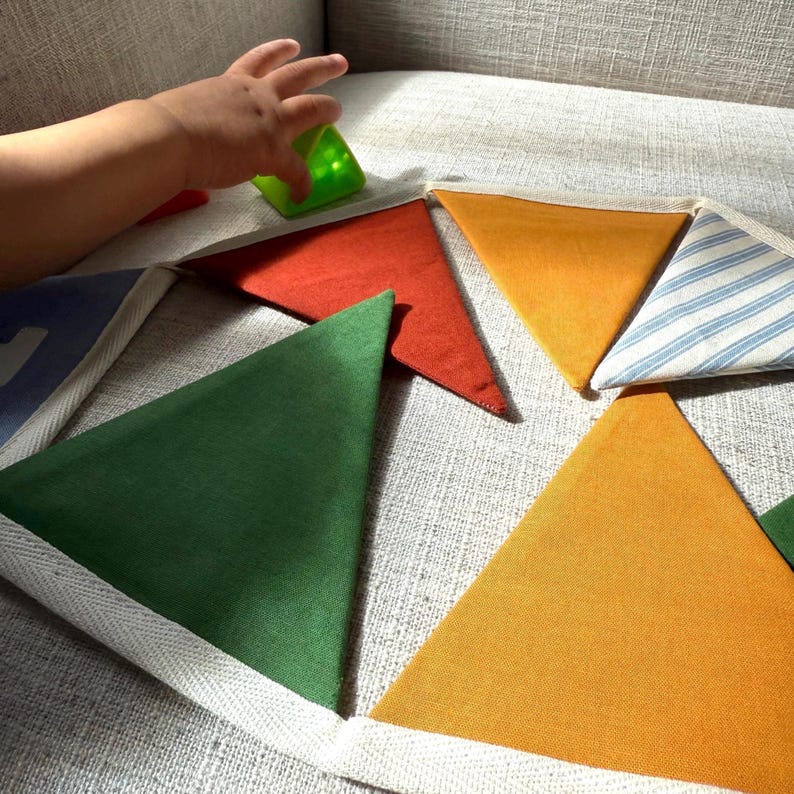 Handmade Fabric Bunting – Fully Lined Cotton Triangle Garland | Nursery Wall Decor, Kids Room Banner, Birthday Party & Classroom Decoration image 9