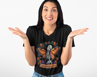Michoacan Monarch Butterfly Women&#39;s t-shirt, mexican art, day of the dead