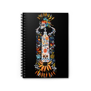 VibrantJalisco Tequila Floral Spiral Notebook - Perfect for Writing, Journaling, Sketching, Gift for Students, Artists, and Creatives