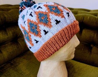 VTG 70\'s Meister Knit Beanie Hat  Colorful Fair Isle Wool Blend Winter Ski VTG 70 main image 2