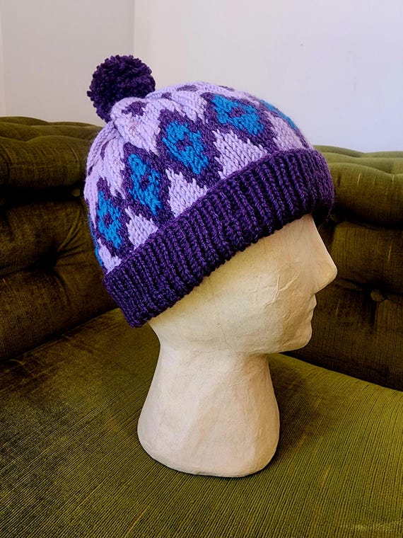 ? Hand-Knit Fair Isle Wool Winter Hat — One-of-a-Kind Artisan Piece Hand Knit Fair Isle Winter Hat: Chunky Wool Blend - Etsy main image 2