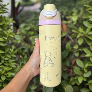 Personalized Owala Tumbler – Winnie the Pooh Laser Engraved Bottle – 24oz/32oz Free Sip – Disney Gift Idea