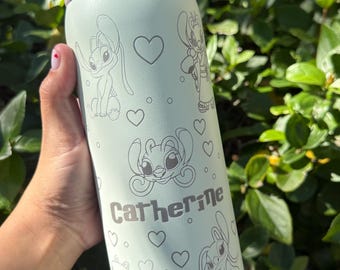Garrafa de água Owala personalizada de 24 oz / 32 oz – Design inspirado na Disney com gravação a laser de anjo – Copo personalizado