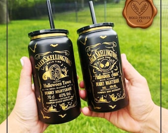 Bicchiere in acciaio inossidabile da 16 once – Tazza gotica di Halloween ispirata a Jack e Sally