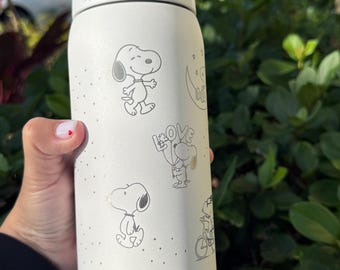 Snoopy Inspired Owala Tumbler: Laser Engraved  Minimalist Peanuts Stainless Steel Cup