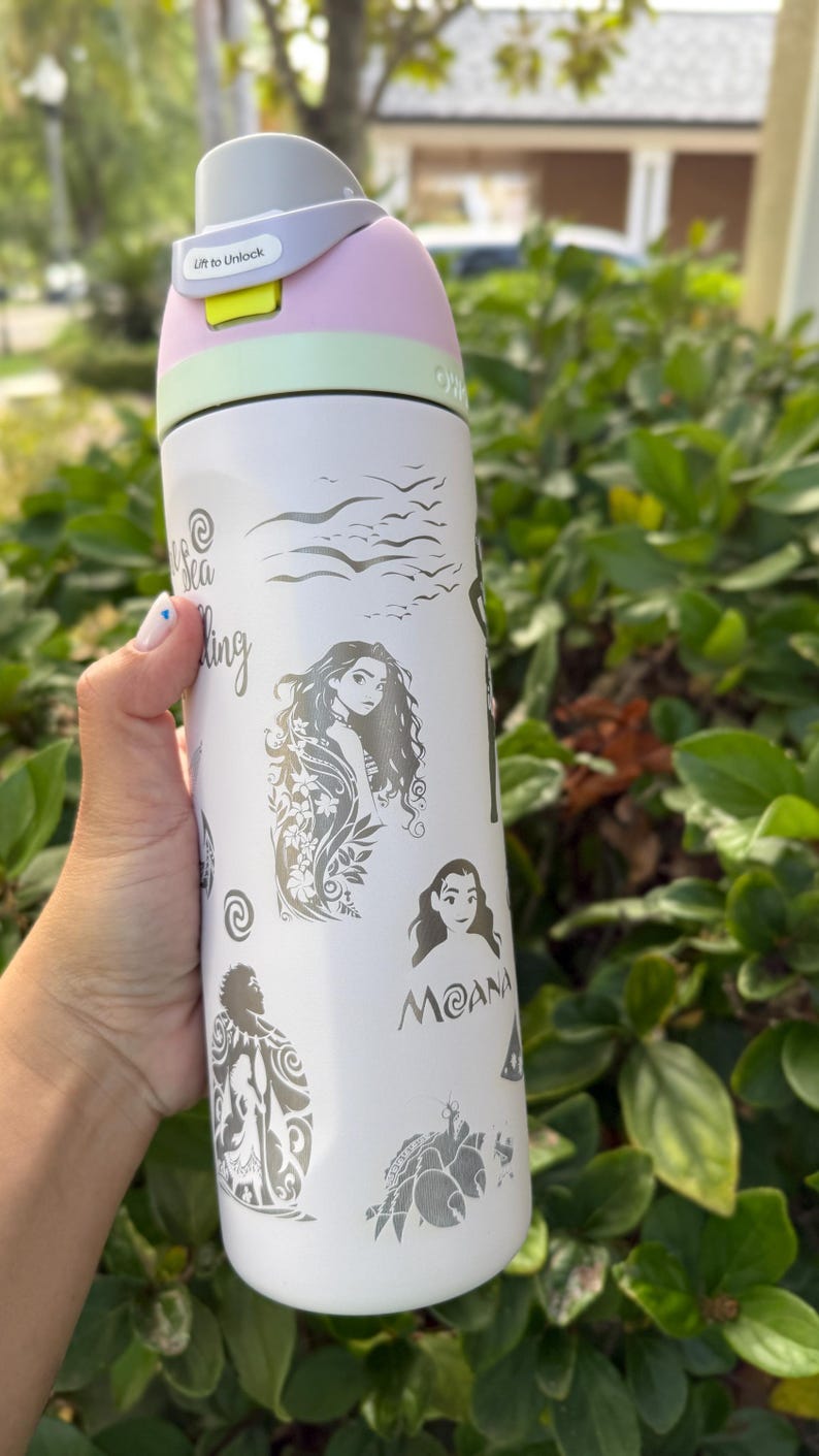 Custom Owala 24/32/40oz Water Bottle – Laser Engraved Disney Design – Moana Inspired Tumbler image 4