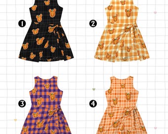 Halloween Mickey Minnie Pumpkins Striped Wrap Skort Dress, Mickey Minnie Matching Outfits, Mickey's Not So Scary Halloween Party Dress