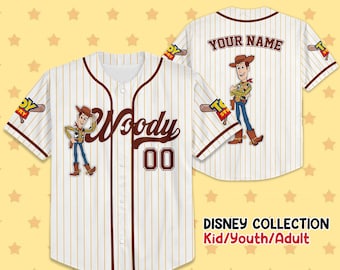 Custom   Toy Story Woody Baseball, Custom Kid Youth Adult   Jersey Vintage Baseball Jersey  world Trip, Gift for   Fans