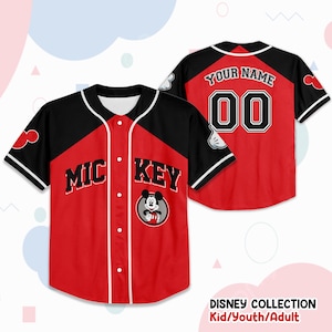 Personalize Disney Vintage Mickey Mouse Smile Jersey, Custom Kid Youth Adult Baseball Jersey, Custom Disney Birthday Gift