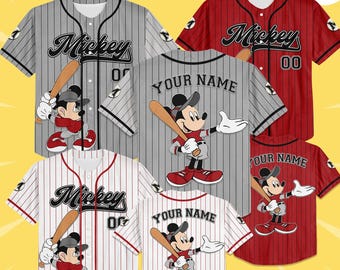 Personalize Disney Mickey Mouse Baseball Jersey, Baseball Jersey Collection Choose Style Jersey Disneyland Birthday Gift