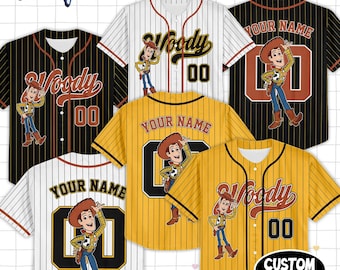 Custom   Woody Toy Story Baseball Collection, Baseball Jersey Collection Choose Style Jersey  land Birthday Gift