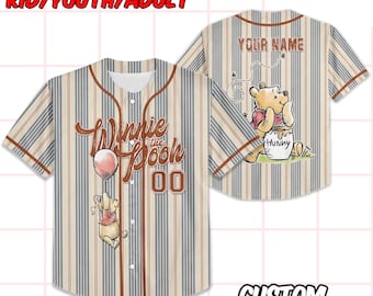 Personalize Disney Winnie The Pooh Jersey, Youth, Adult Disney Baseball Jersey Sports, Cute Gifts For Fans Disney
