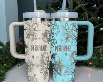 Personalized Spidey And His Amazing Friends 40 oz Tumbler, Custom Laser Engraved Tumbler with Name and Logo, Christmas Gift for Him or Her