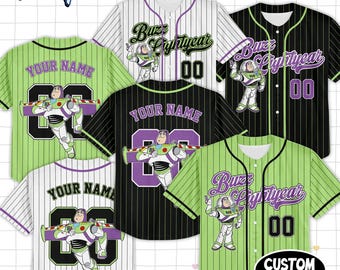 Custom   Buzz Lightyear Toy Story Baseball Collection, Baseball Jersey Collection Choose Style Jersey  land Birthday Gift
