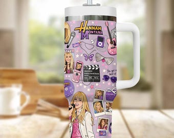 Hannah Montana 20th Anniversary 40oz Tumbler, Miley Cyrus Inspired Cup, Hannah Montana Fan Gift, Retro Disney Channel Tumbler