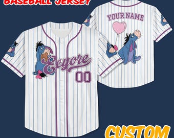 Custom   Winnie the Pooh Eeyore Baseball, Custom Kid Youth Adult   Jersey Vintage Baseball Jersey  world Gift for   Fans