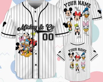 Personalized Mickey & Friends Baseball Jersey, Custom Kid Youth Adult Disney Jersey, Mickey And Co Birthday Gift