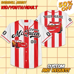 Custom Disney Cars Lightning McQueen Baseball, Custom Cars Baseball Jersey Team, Personalized Disney Baseball Team Outfit, Cars Land Tee