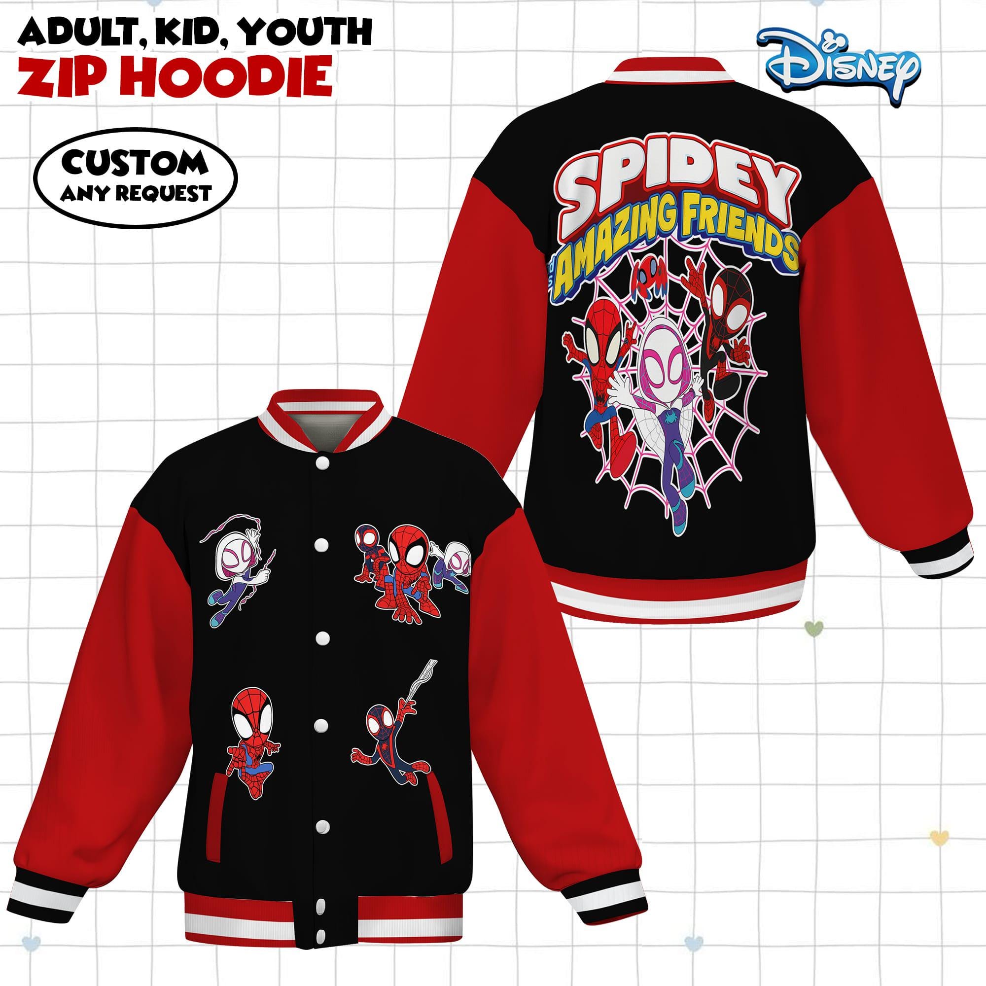 Discover Custom Spidey And His Amazing Friends Varsity Jacket, Spiderman Baseball Jacket