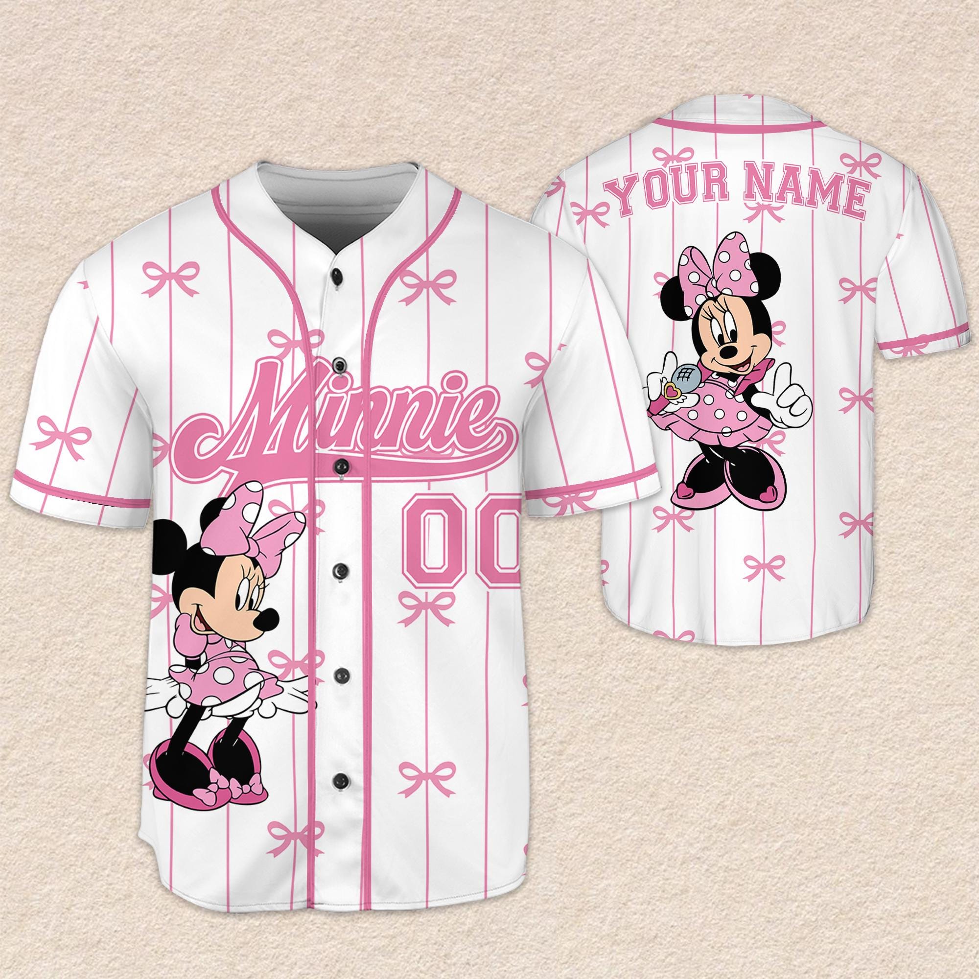 Discover Custom Coquette Disney Minnie Mouse Baseball Jersey, Disney Minnie Jersey, Disneyland Baseball Team Matching Outfit, Birthday Gift
