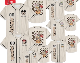 Mickey & Co 1928 Retro Characters Baseball Jersey, Vintage Mickey And Friends Custom  land Jersey,   Birthday, Gift for   Fan