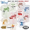 Personalize   Pixar Characters Striped White Jersey, Custom  land Baseball Team, Mickey Mouse Birthday, Gift for   Fans