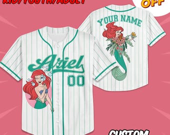 Custom   Princess Ariel Simple Baseball, Custom Kid Youth Adult   Baseball Jersey,   Princess Girl Trip Matching