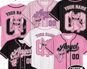 Personalized   Stitch Angel Baseball Jersey, Kid Youth Adult   Angel Jersey,   Baseball Jersey, Birthday Gift Angel Fan