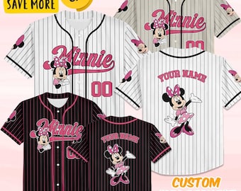 Custom Disney Minnie Mouse Collection Baseball Jersey, Disney Minnie Mouse Jersey, Disneyland Baseball Team Matching Outfit, Birthday Gift