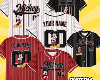 Colección de camisetas de béisbol personalizadas de Disney Mickey y sus amigos, colección de camisetas de béisbol, elige el estilo, regalo de cumpleaños de Disneyland.