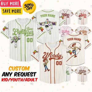 Custom   Toy Story Characters Baseball, Custom Kid Youth Adult   Jersey Vintage Baseball Jersey   Trip, Gift for   Fans