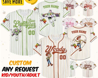 Custom   Toy Story Characters Baseball, Custom Kid Youth Adult   Jersey Vintage Baseball Jersey   Trip, Gift for   Fans