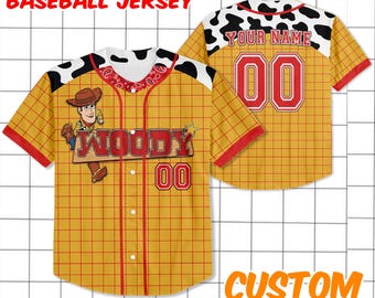 Custom   Toy Story Woody Baseball, Custom Kid Youth Adult   Jersey Vintage Baseball Jersey  world Trip, Gift for   Fans