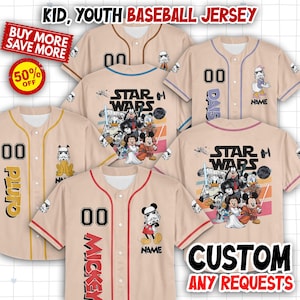 Personalize Disney Mickey And Friends Star Wars Jersey, Baseball Jersey Collection Jersey Disneyland Birthday Gift For Kid Youth Adult
