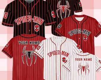 Custom Spider-Man Baseball Jersey Shirt for Kids and Adults, Superhero Birthday Outfit, Personalized Name Number Shirt